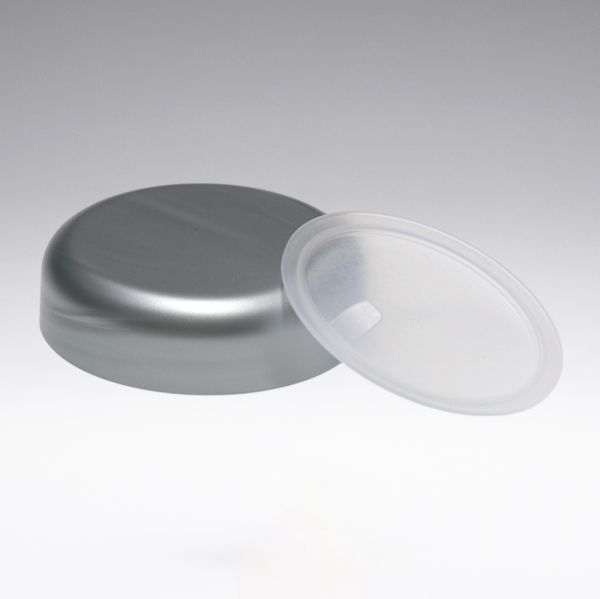Schraubverschluss silber und transparenter Abdeckscheibe für 100 ml PP Dose