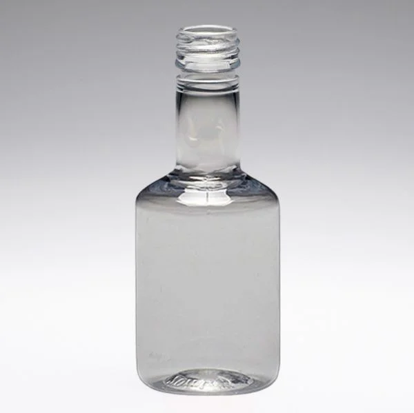 50 ml Bottiglie per liquore in PET, rotonde, a collo lungo, PP18, cristalline