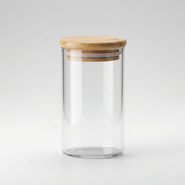 Set de 6 tarros de almacenamiento transparentes con tapas de bambú (capacidad por tarro aprox. 5 dl)