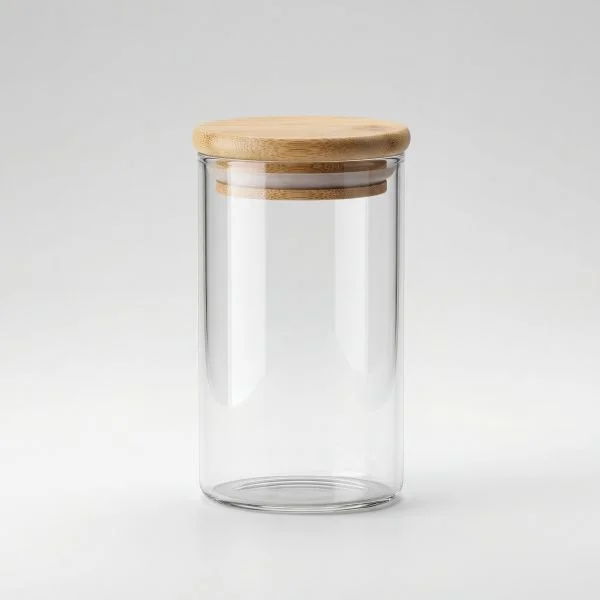 6-piece set of clear storage jars with bamboo lids (capacity per jar approx. 5 dl)