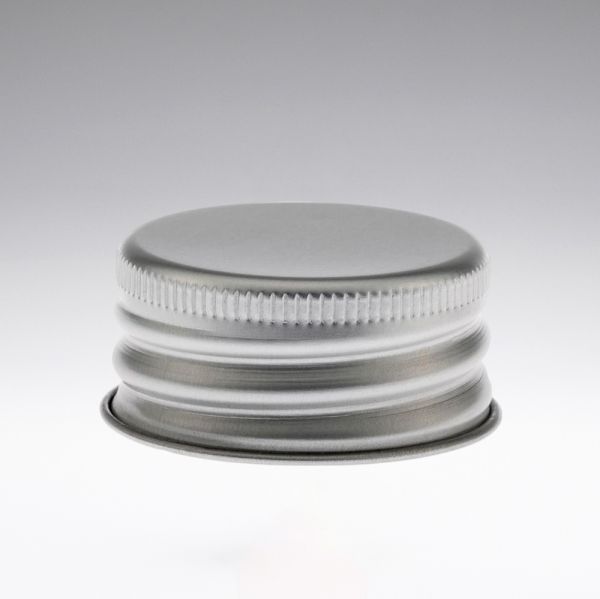 Tappo a vite in alluminio argento con inserto in PE 28/410
