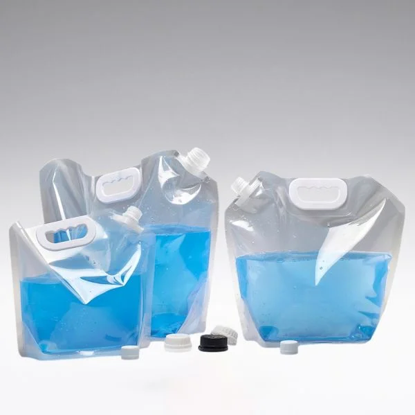 5 litri Busta Stand-Up Doypack trasparente con manico giallo