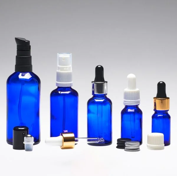 10 ml Glass bottles blue DIN18
