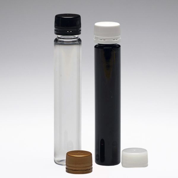25 ml Mini-bouteilles cylindriques en PET, rondes, PP18, transparentes