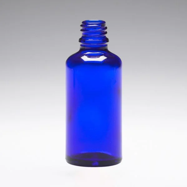 50 ml Botellas de vidrio azul DIN18