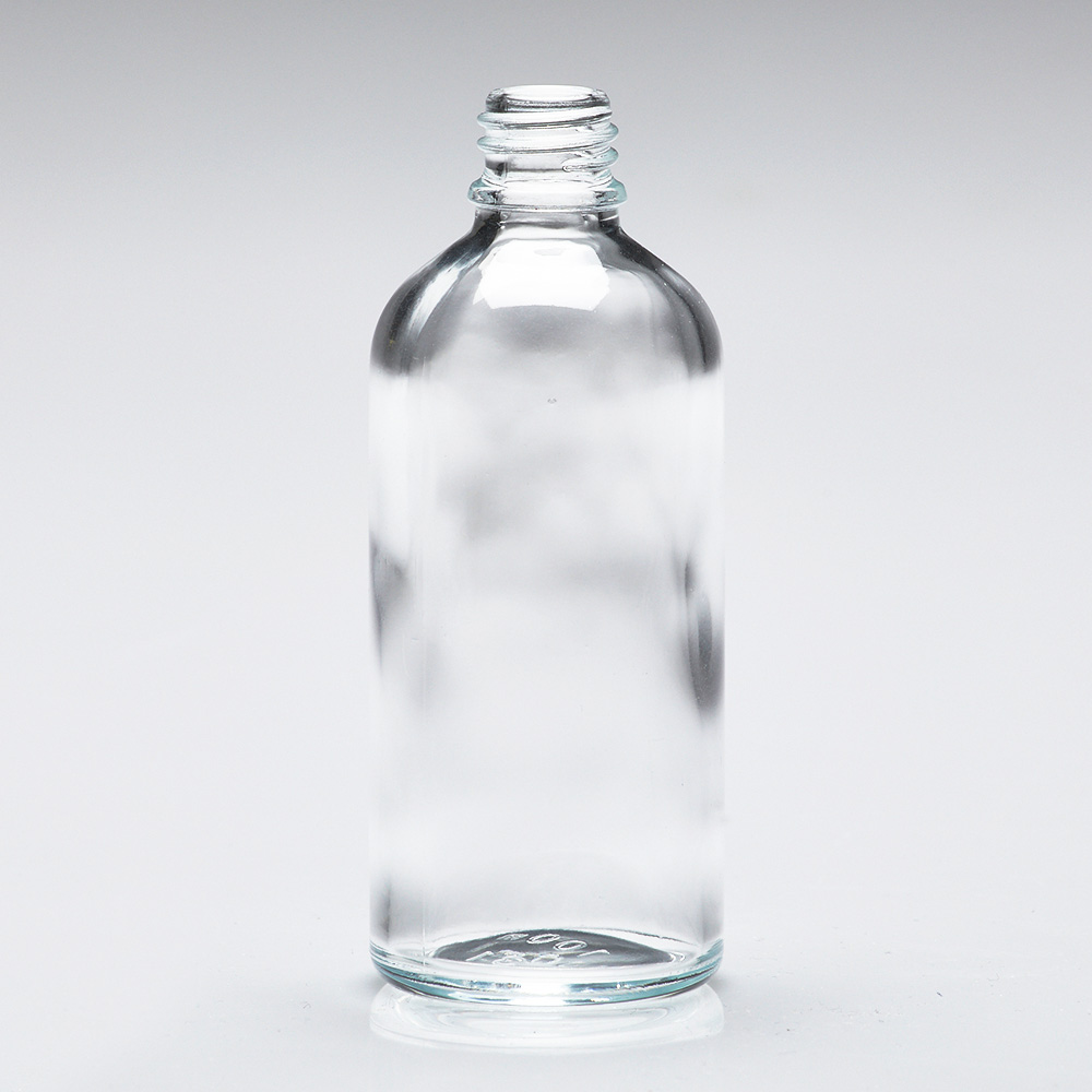 Flacone di vetro rotondo trasparente 100 ml - Bottleshop - Einfach Flaschen  kaufen