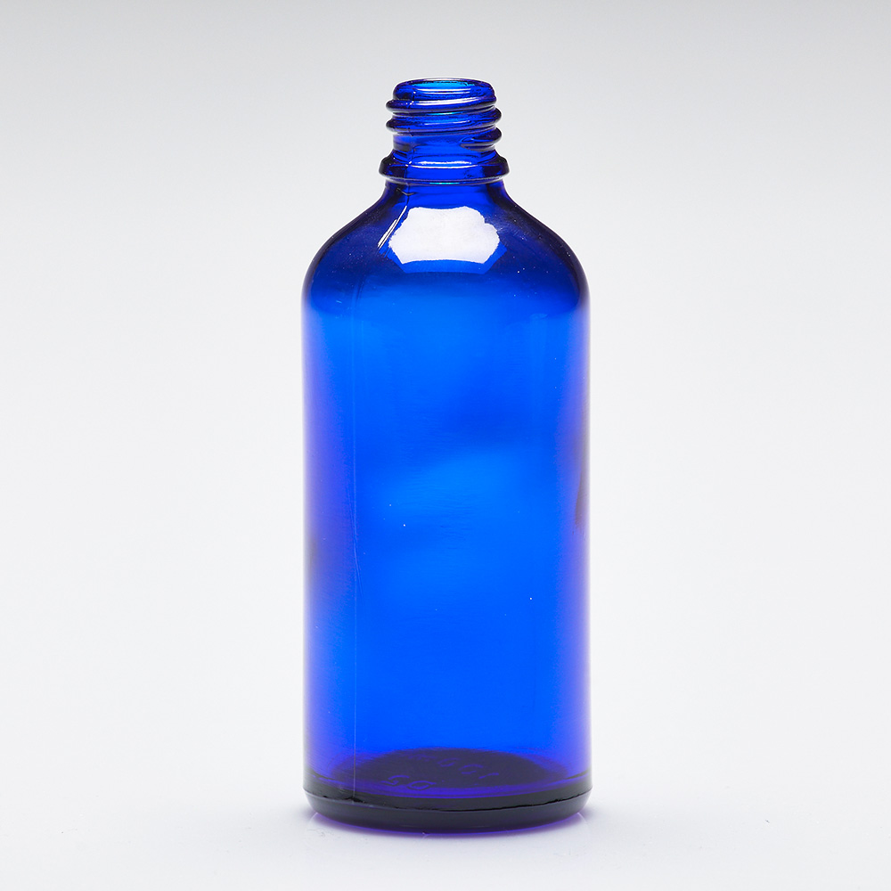 Flacone di vetro rotondo blu 100 ml - Bottleshop - Einfach Flaschen kaufen