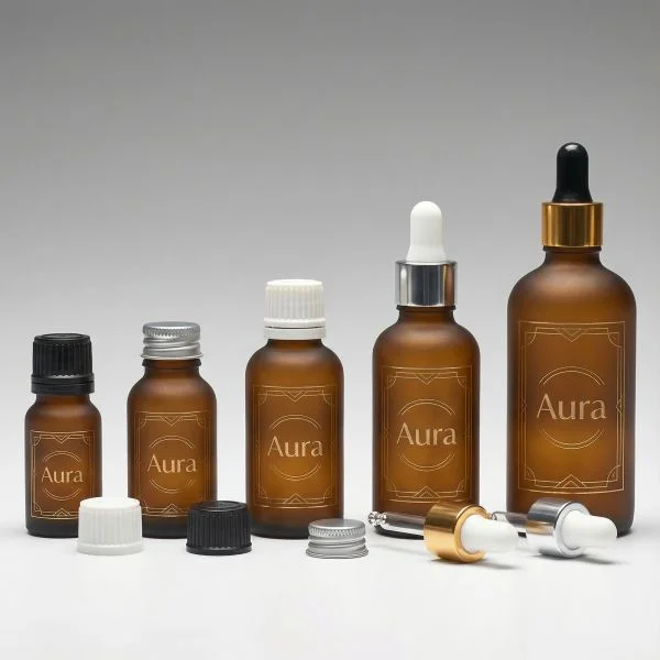 10 ml Glass bottles brown frosted DIN18