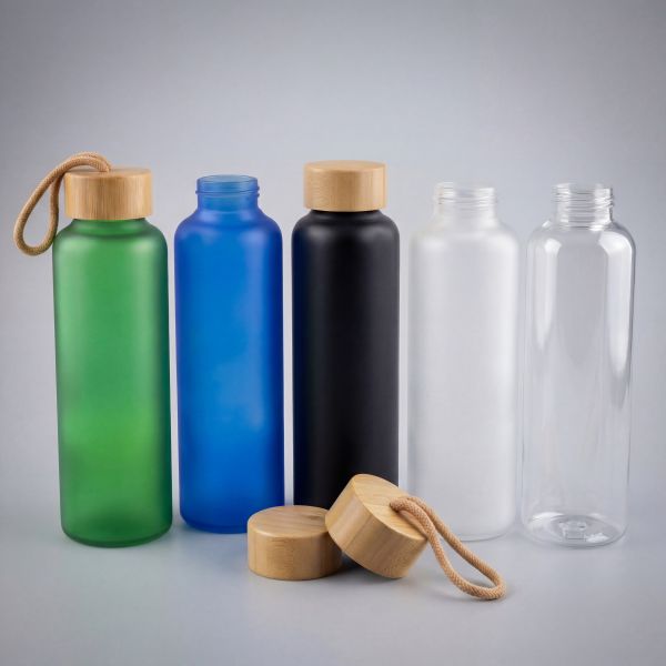 750 ml Glasflasche schwarz gefrostet aus 100 % Borosilikatglas
