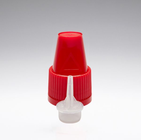 Bouchon de sécurité pour enfants avec garantie de première ouverture rouge avec compte-gouttes Ø 0,6mm
