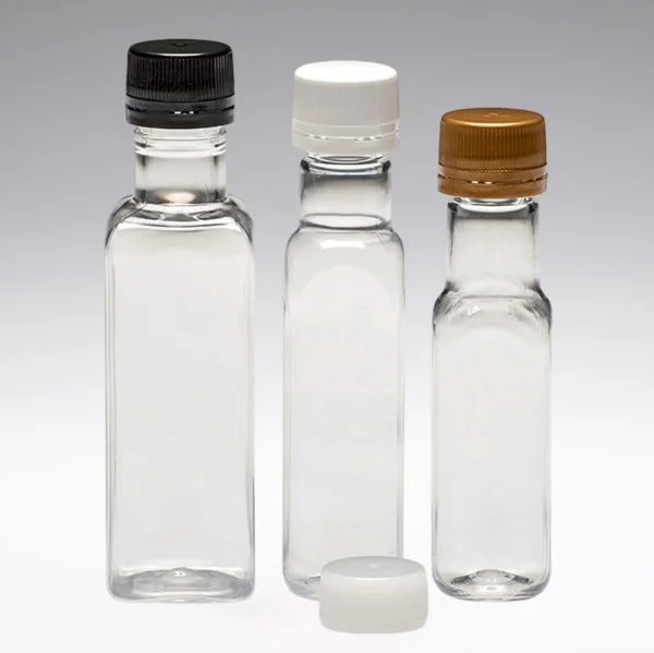 50 ml Bouteille de liquer en PET, carré, PP18, transparent