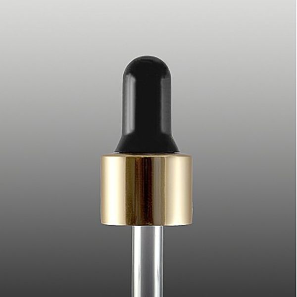 Cuentagotas negro/oro 71 mm 18/410 para frasco de vidrio cuadrado de 45 ml