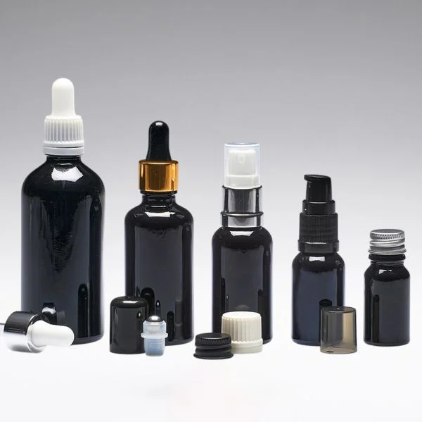 10 ml Glasflaschen violett-schwarz DIN18