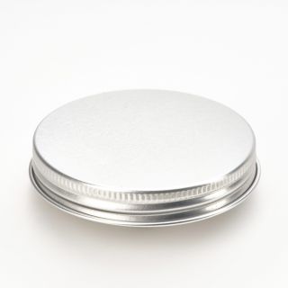 Tappo a vite in alluminio con inserto in schiuma PE e disco di copertura bianco per vasi in vetro da 100 ml