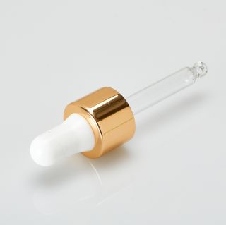 Dropper white/gold 56 mm 18/410 for 20 ml square glass bottle - Closures