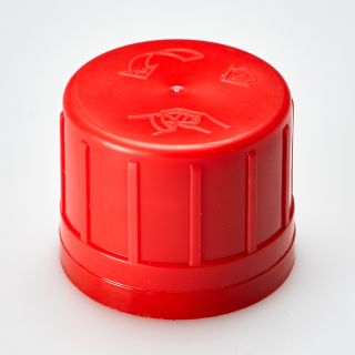 Tamper-evident cap, child resistant and degassing, red, DIN32E - Closures