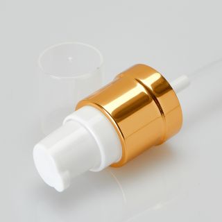 Lotion dispenser with dust cap gold/white 18/410