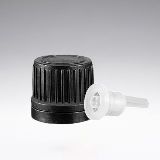 Dropper closure tamper-evident black, 18/410
