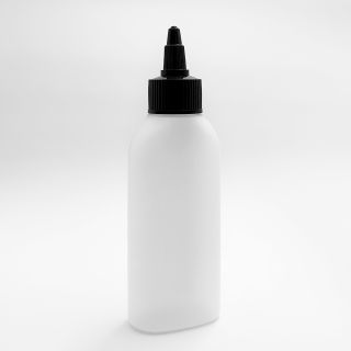 100 ml Botella ovalada con tapón Twist-Off negro
