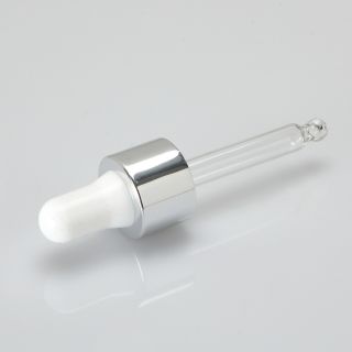 Dropper white/silver 56 mm 18/410 for 20 ml square glass bottle