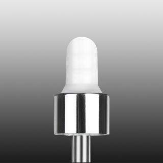 Cuentagotas blanco/plata 71 mm 18/410 para frasco de vidrio cuadrado de 45 ml