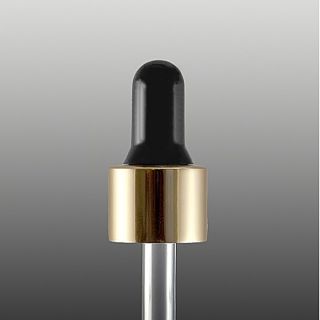 Cuentagotas negro/oro 71 mm 18/410 para frasco de vidrio cuadrado de 45 ml